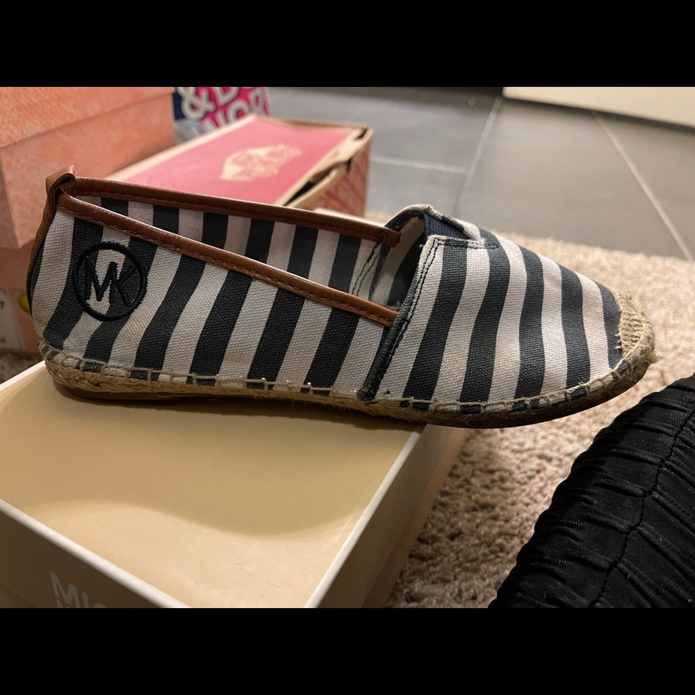 Michael Kors Striped Canvas Leather Shoes